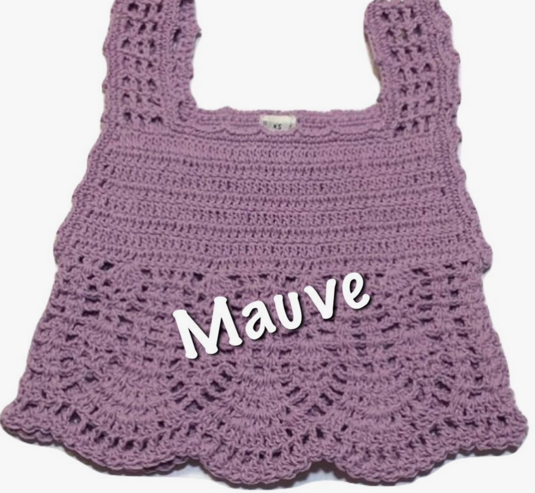 Crochet Girls Top -Lace waves Mauve